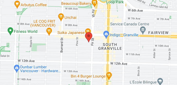 map of 1101 1633 W 10TH AVENUE